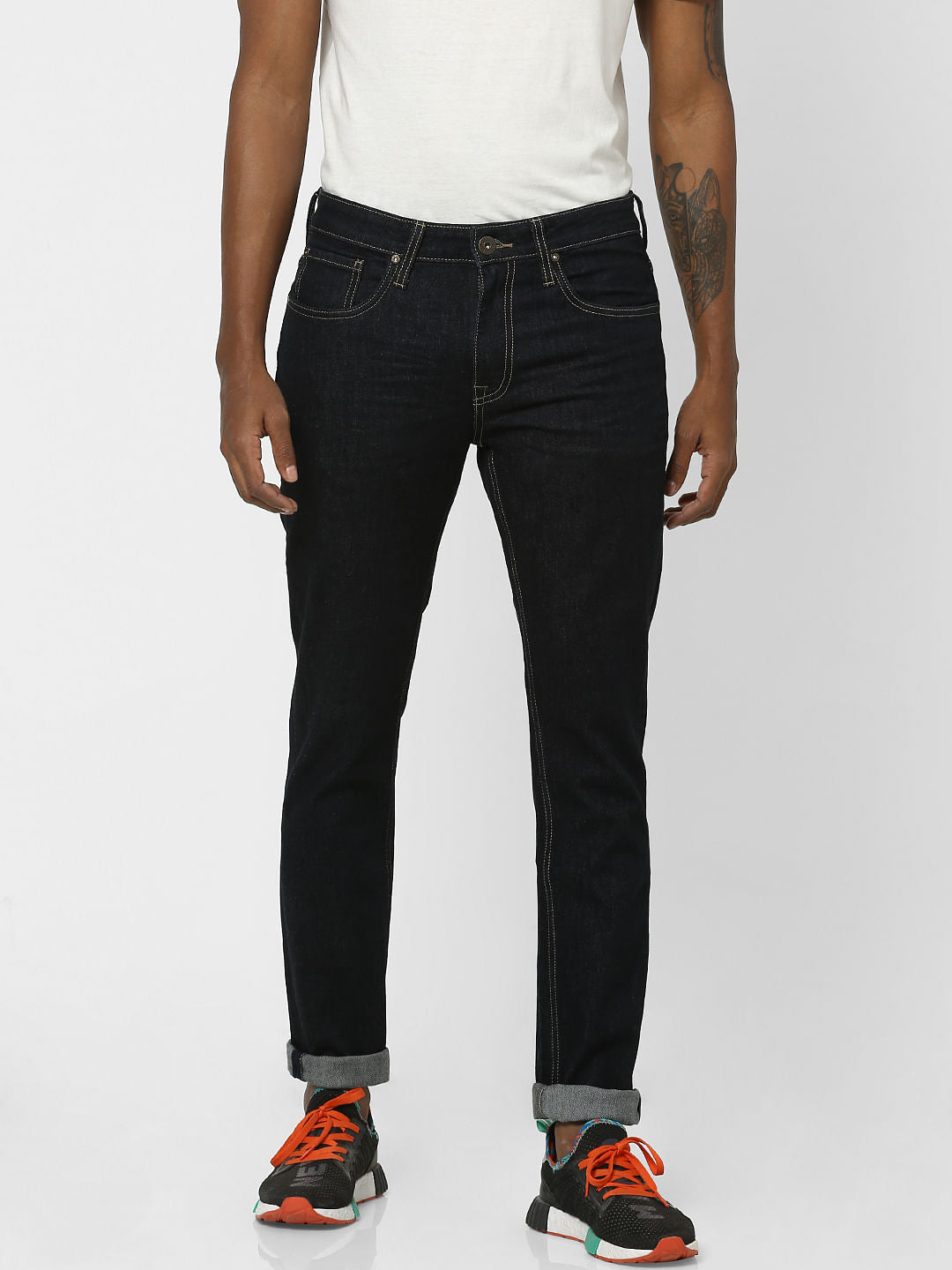 Dark Blue Mid Rise Glenn Slim Fit Jeans