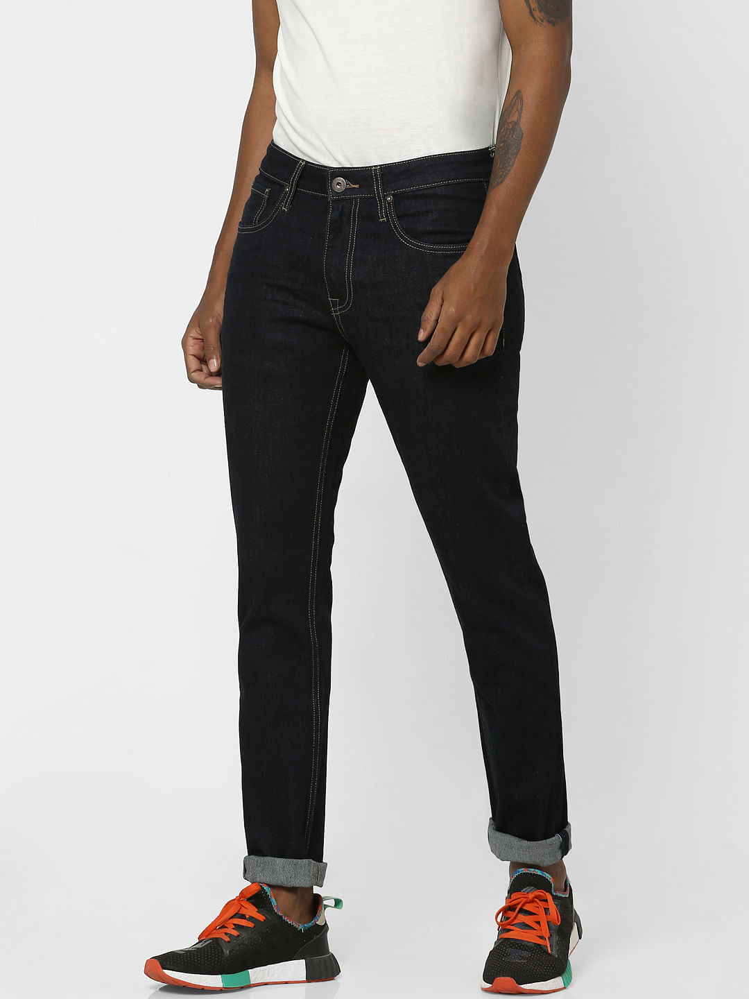 Dark Blue Mid Rise Glenn Slim Fit Jeans