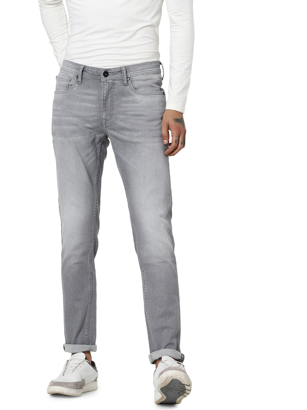 Light Grey Mid Rise Ben Skinny Jeans - 28/30
