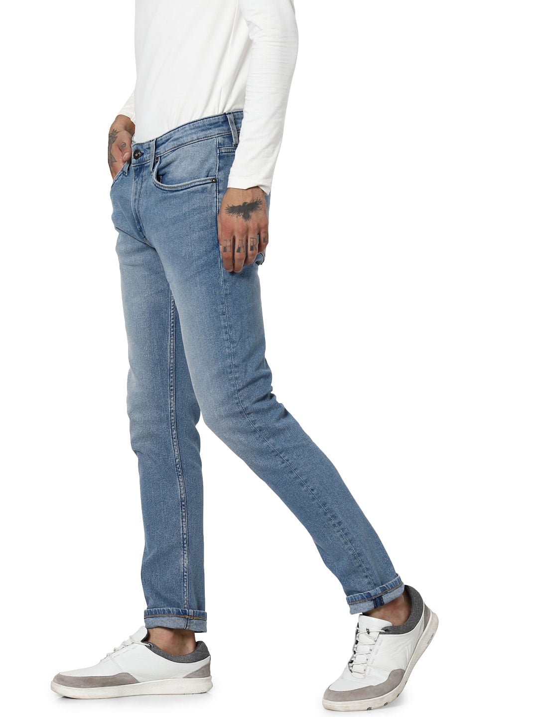 Light Blue Low Rise Tim Distressed Anti Fit Jeans