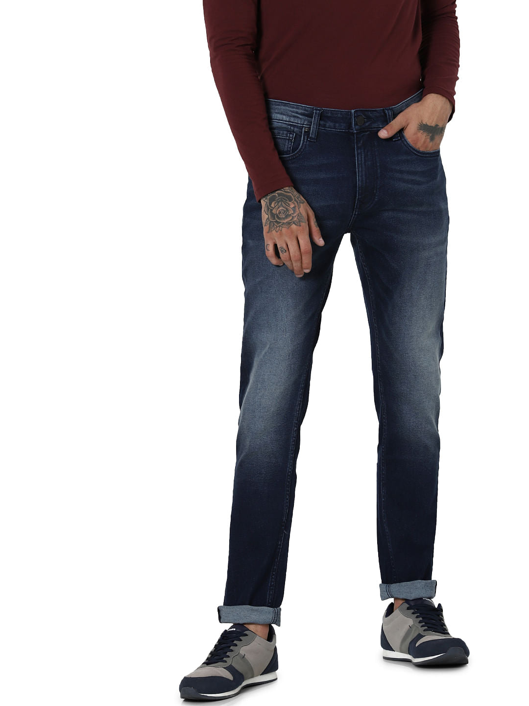 Dark Blue Mid Rise Ben Skinny Jeans - 28/30