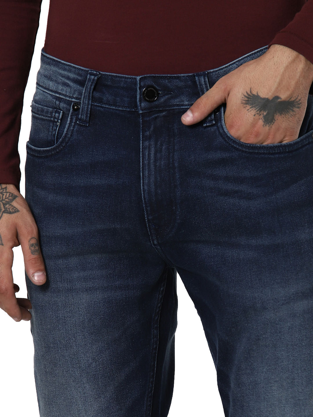 Dark Blue Mid Rise Ben Skinny Jeans