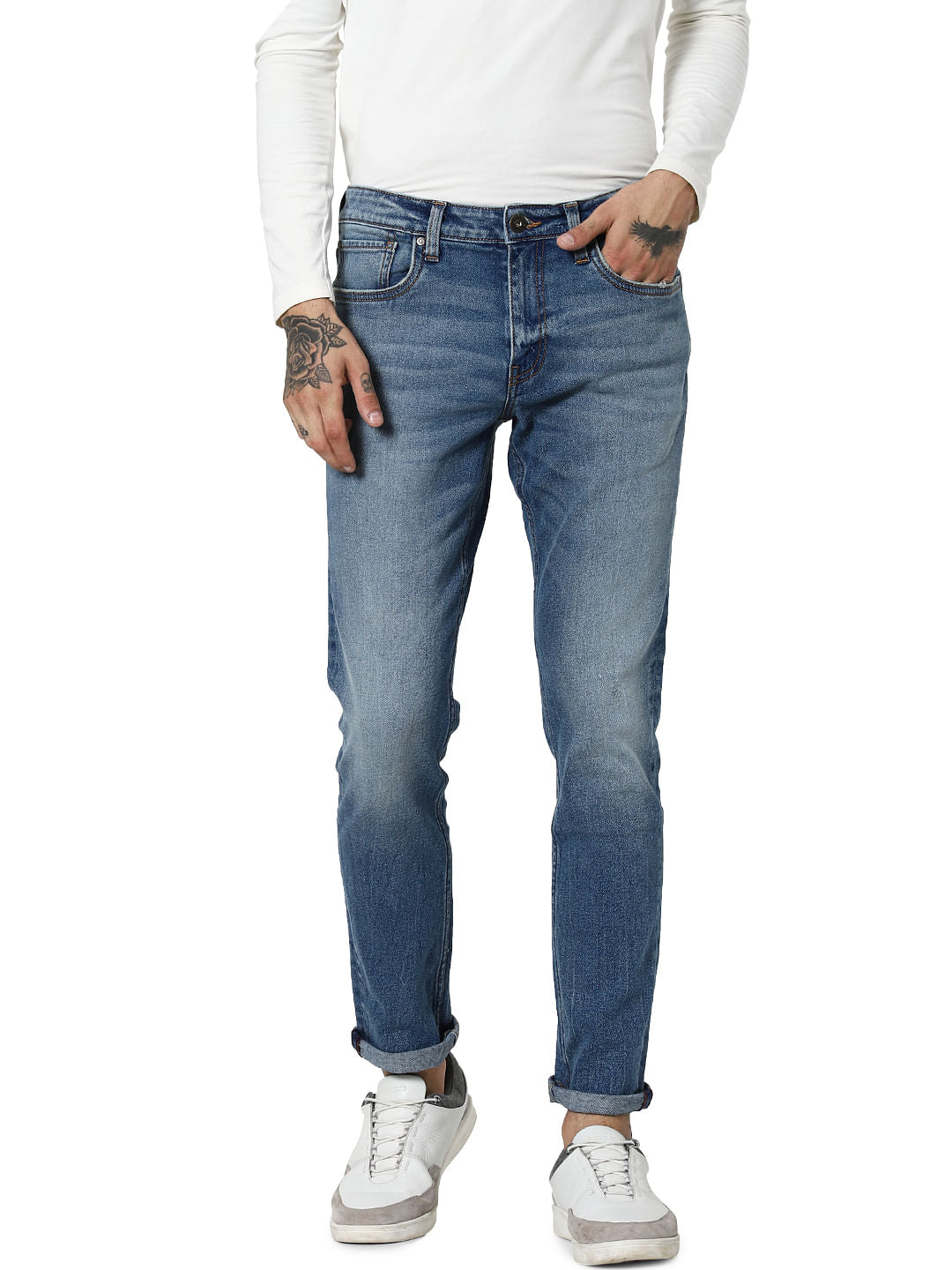 Blue Mid Rise Glenn Slim Fit Jeans - 28/30