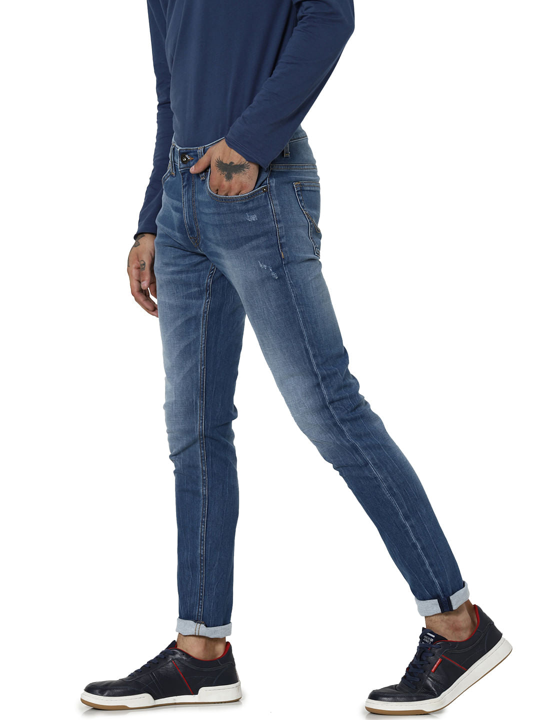 Blue Mid Rise Ben Skinny Jeans
