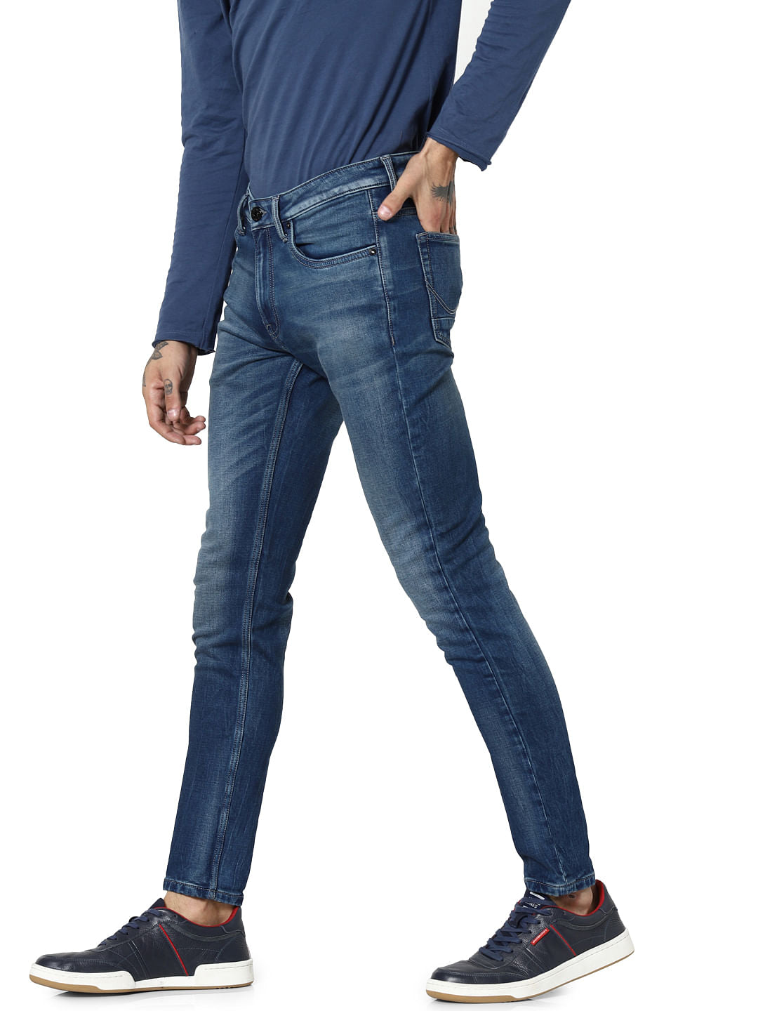 Blue Mid Rise Glenn Slim Fit Jeans