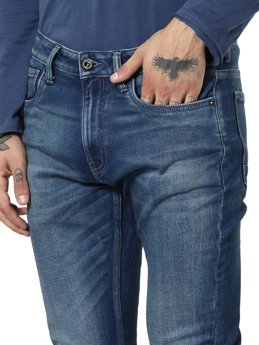 Blue Mid Rise Glenn Slim Fit Jeans
