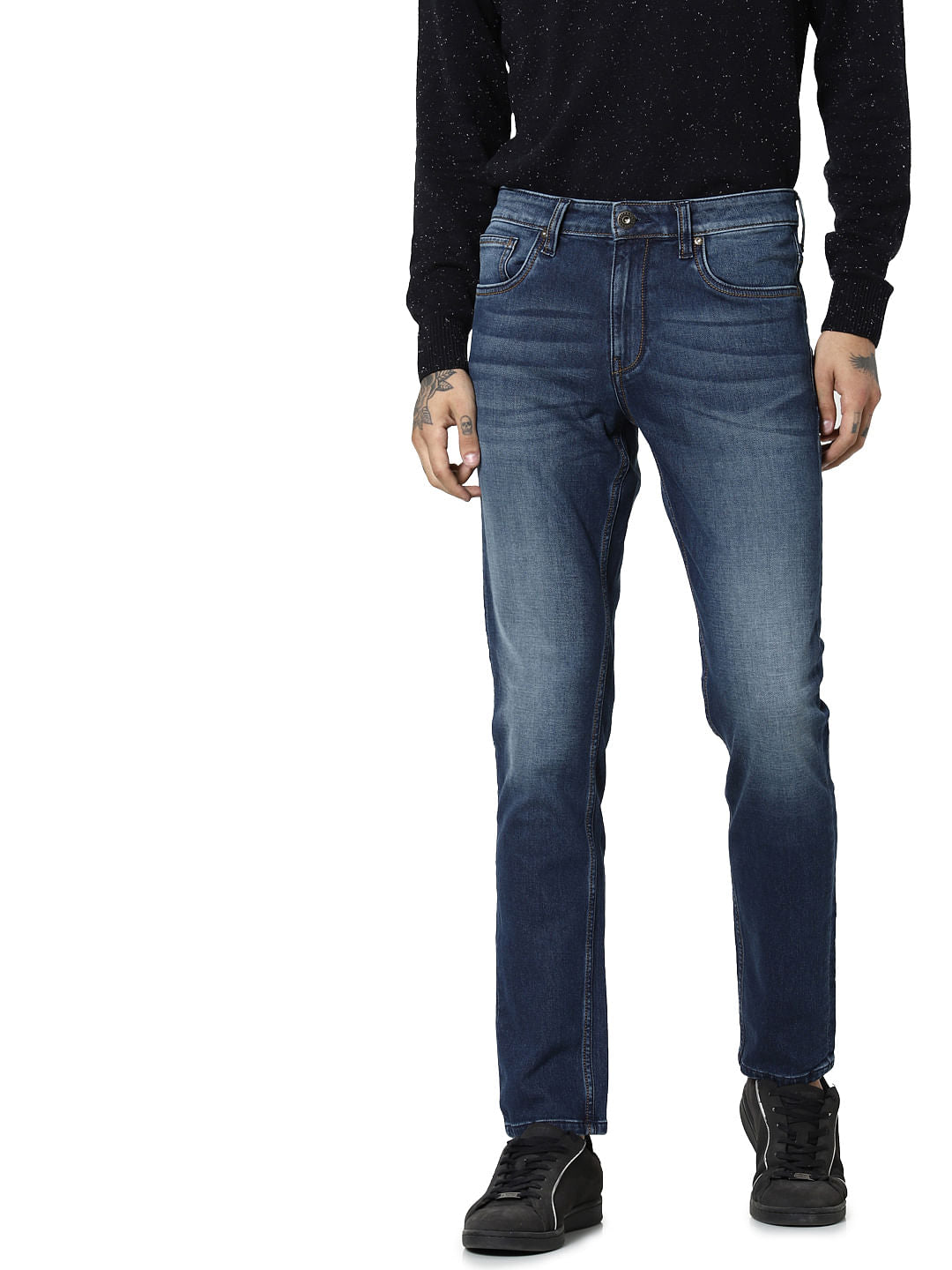 Dark Blue Mid Rise Glenn Slim Fit Jeans - 28/30