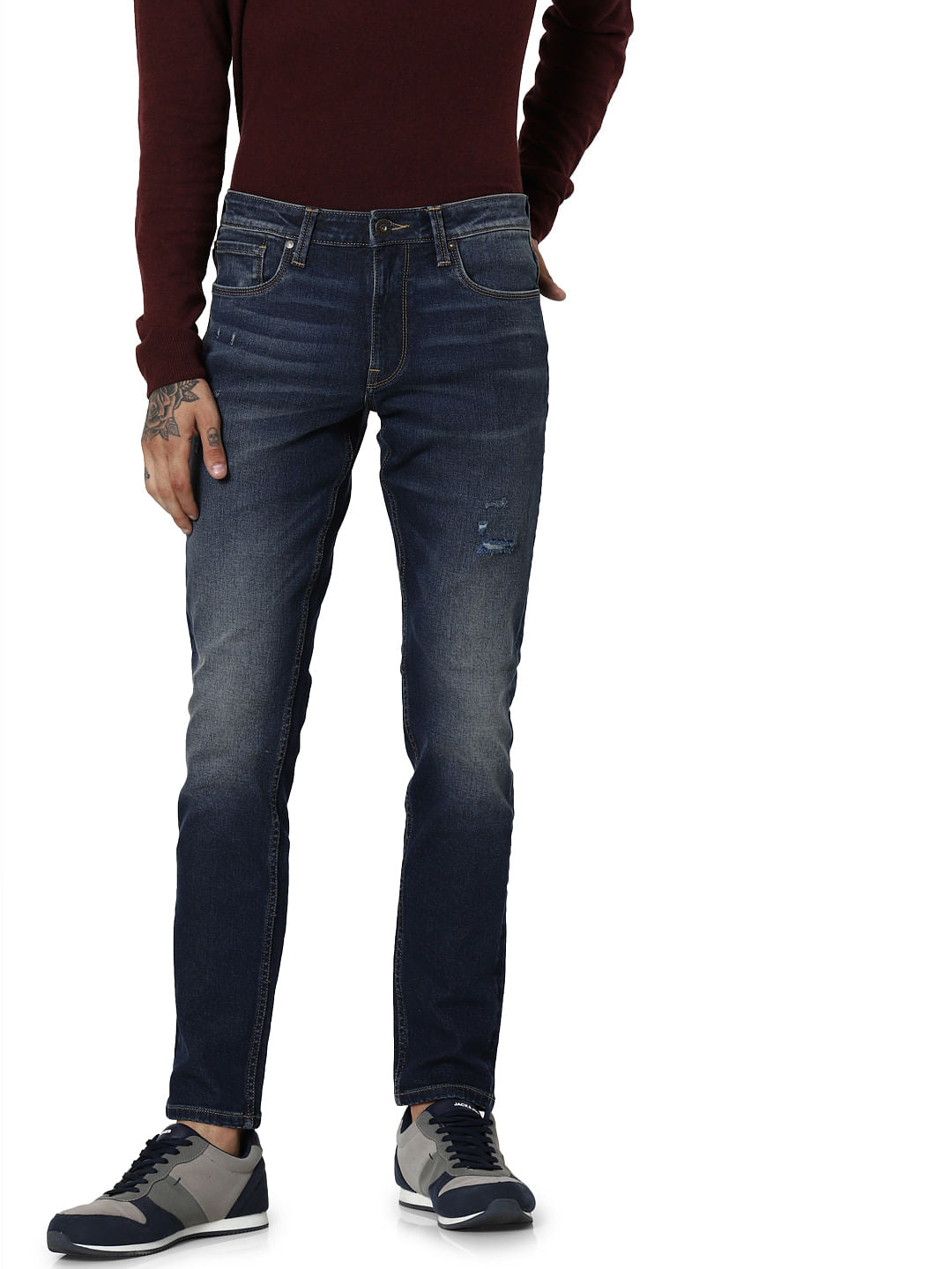 Dark Blue Mid Rise Glenn Slim Fit Jeans