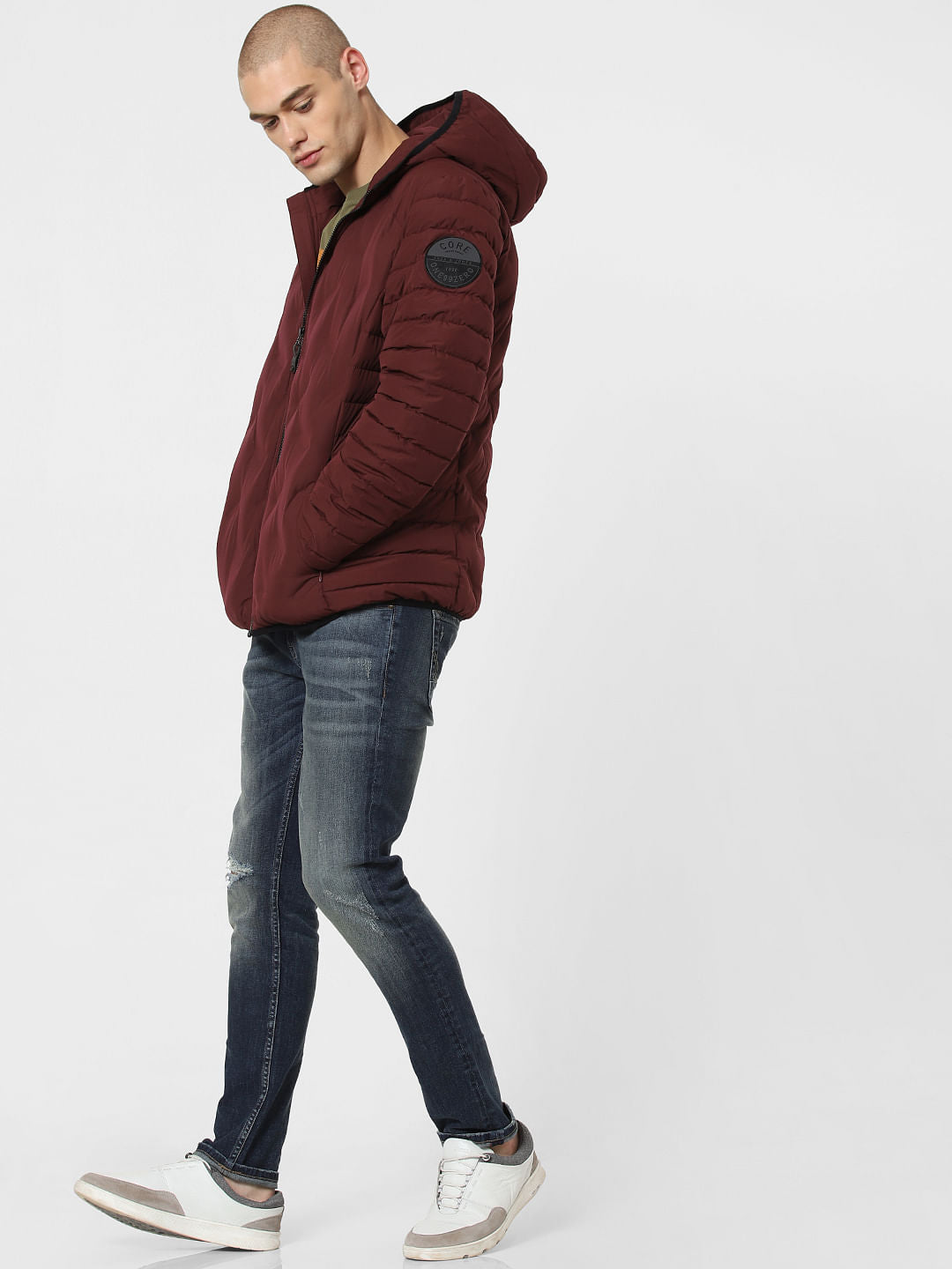 Burgundy Hooded Puffer Jacket
