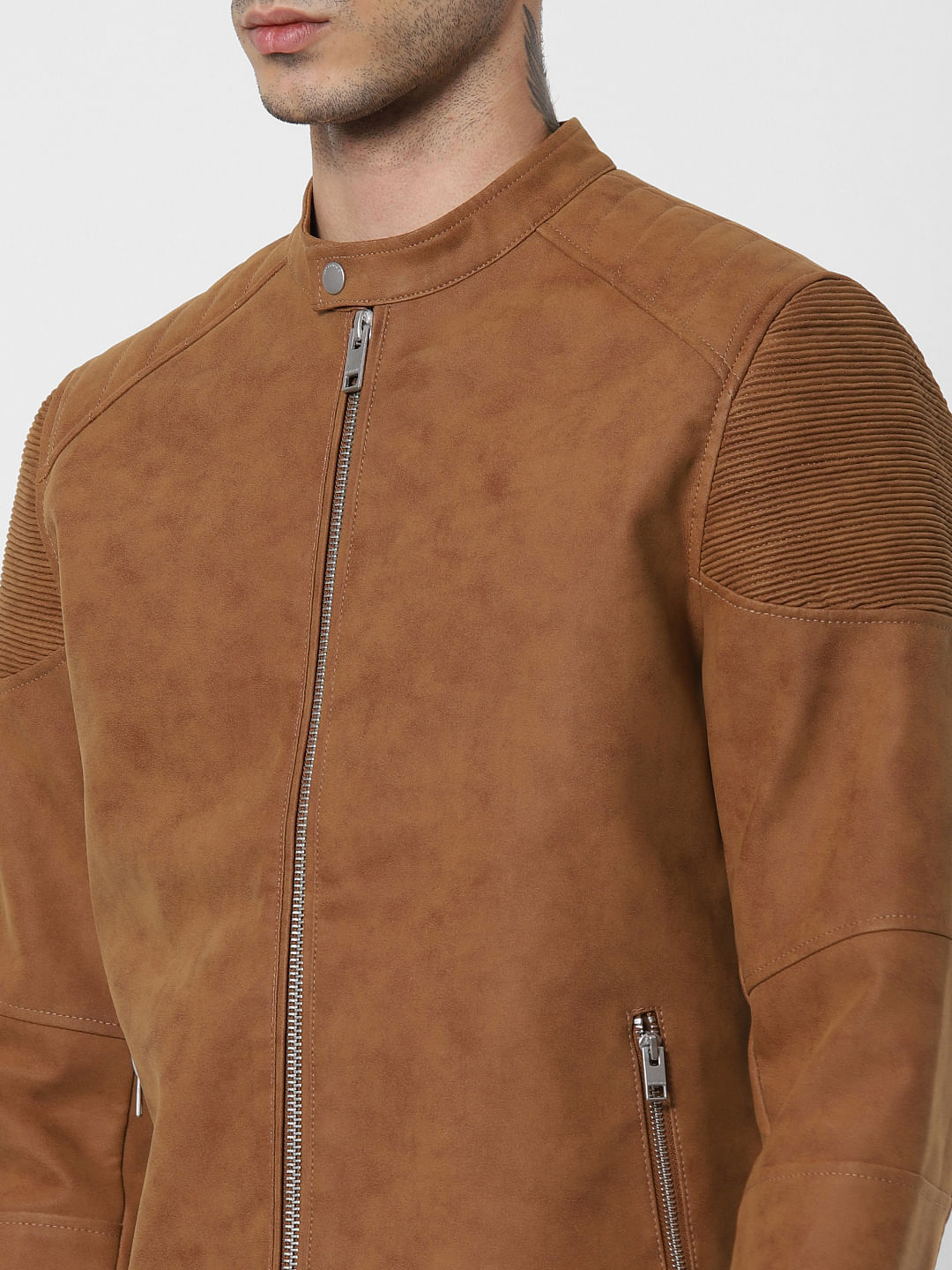 Brown Zip Up Suede Jacket