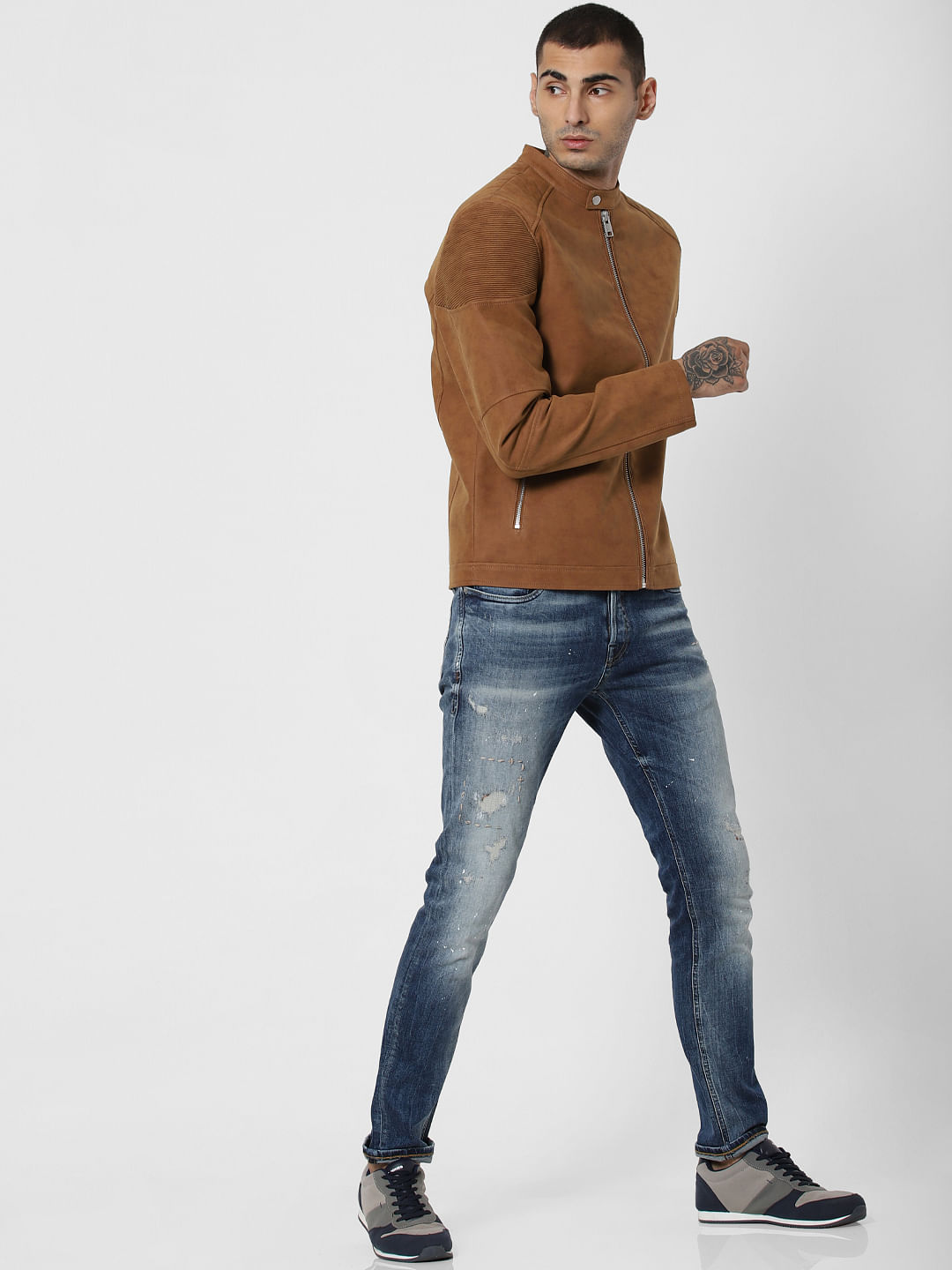 Brown Zip Up Suede Jacket