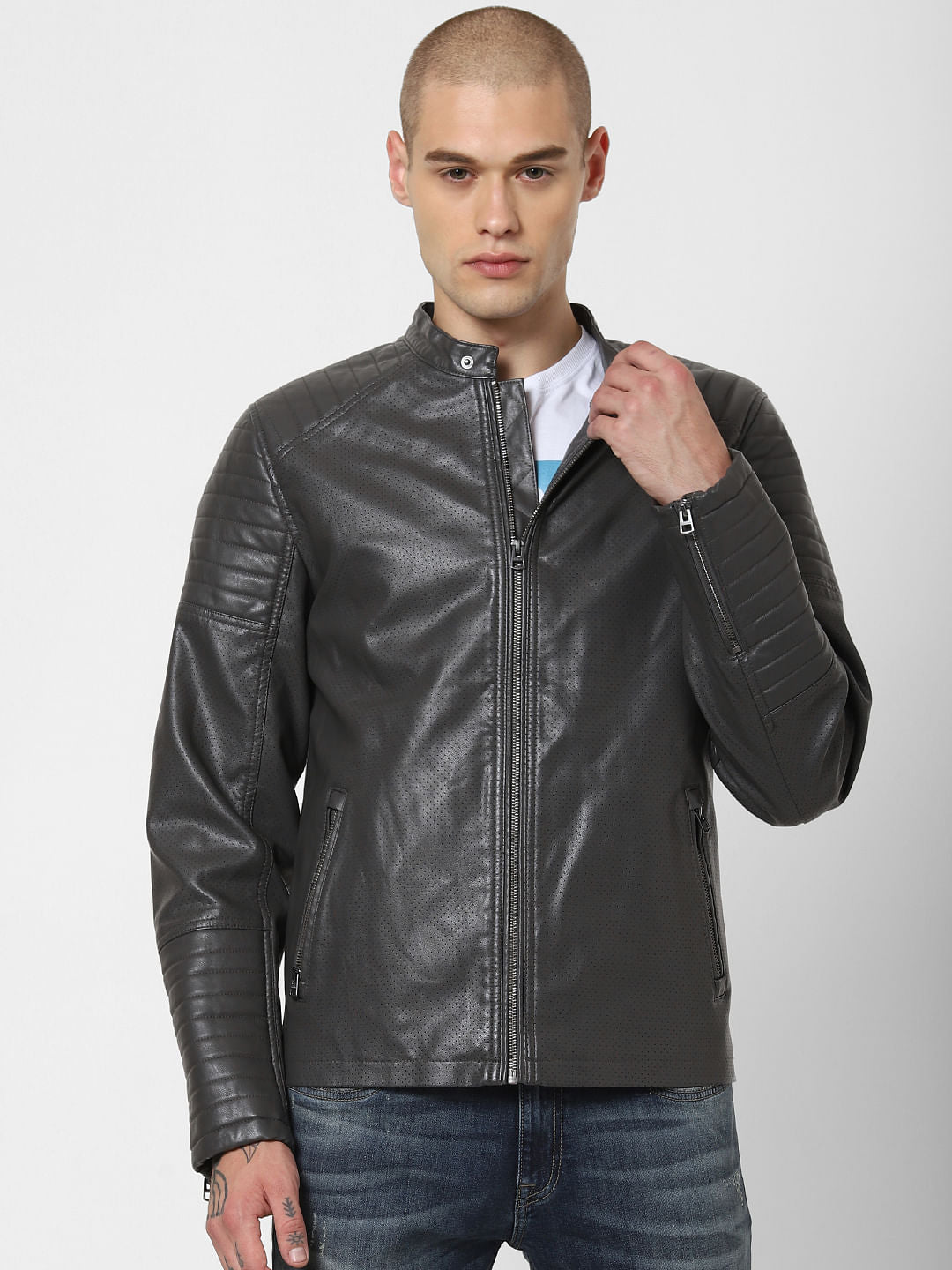 Dark Grey Perforated Jacket