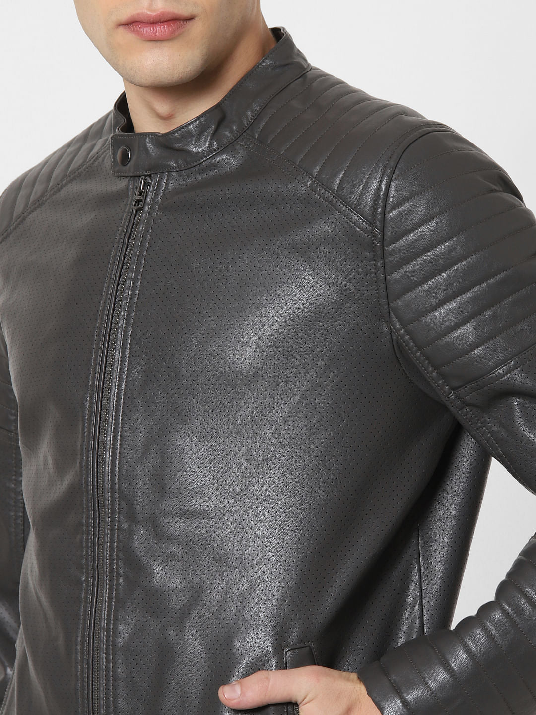 Dark Grey Perforated Jacket