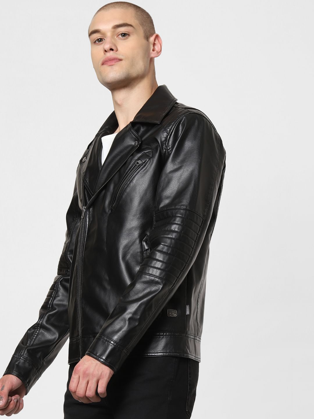 Black Zip Detailing Biker Jacket