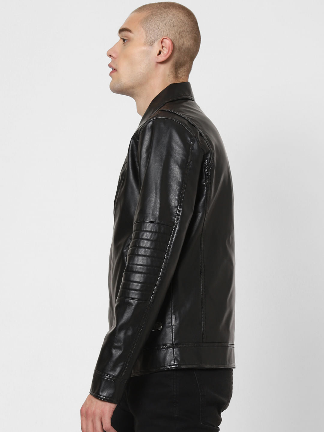 Black Zip Detailing Biker Jacket