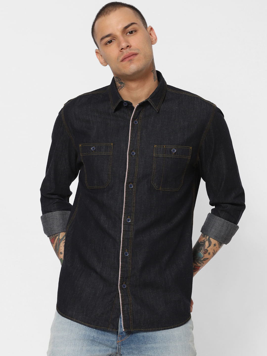 Dark Blue Denim Full Sleeves Shirt