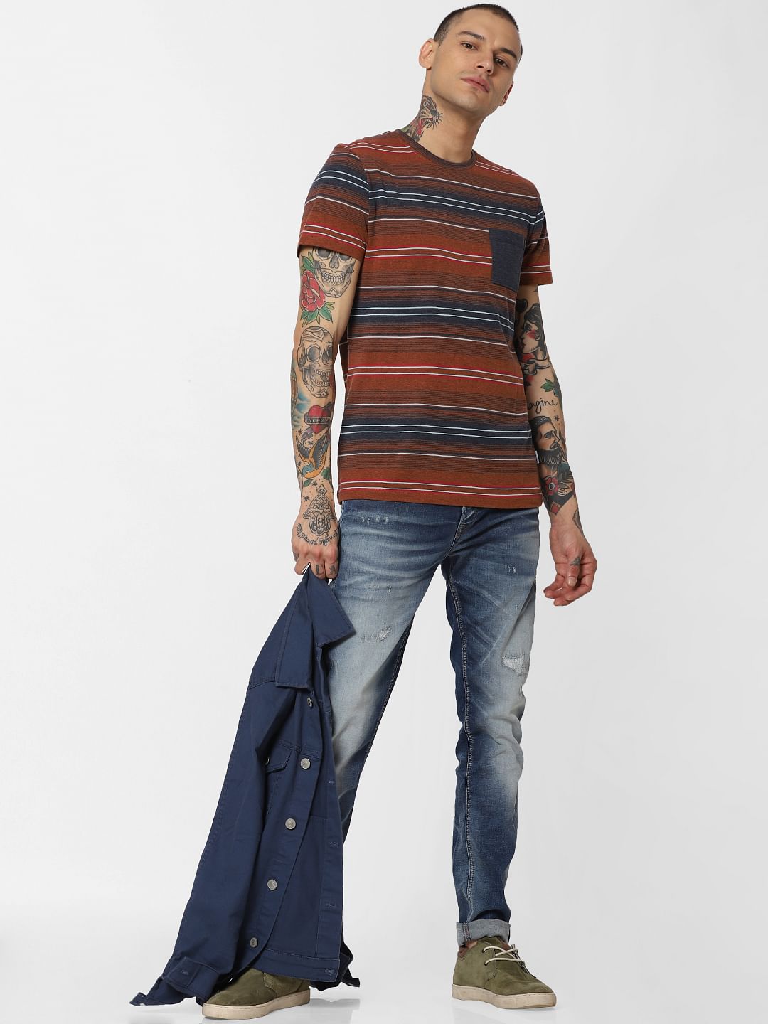 Blue Distressed Glenn Slim Fit Jeans - 28/30