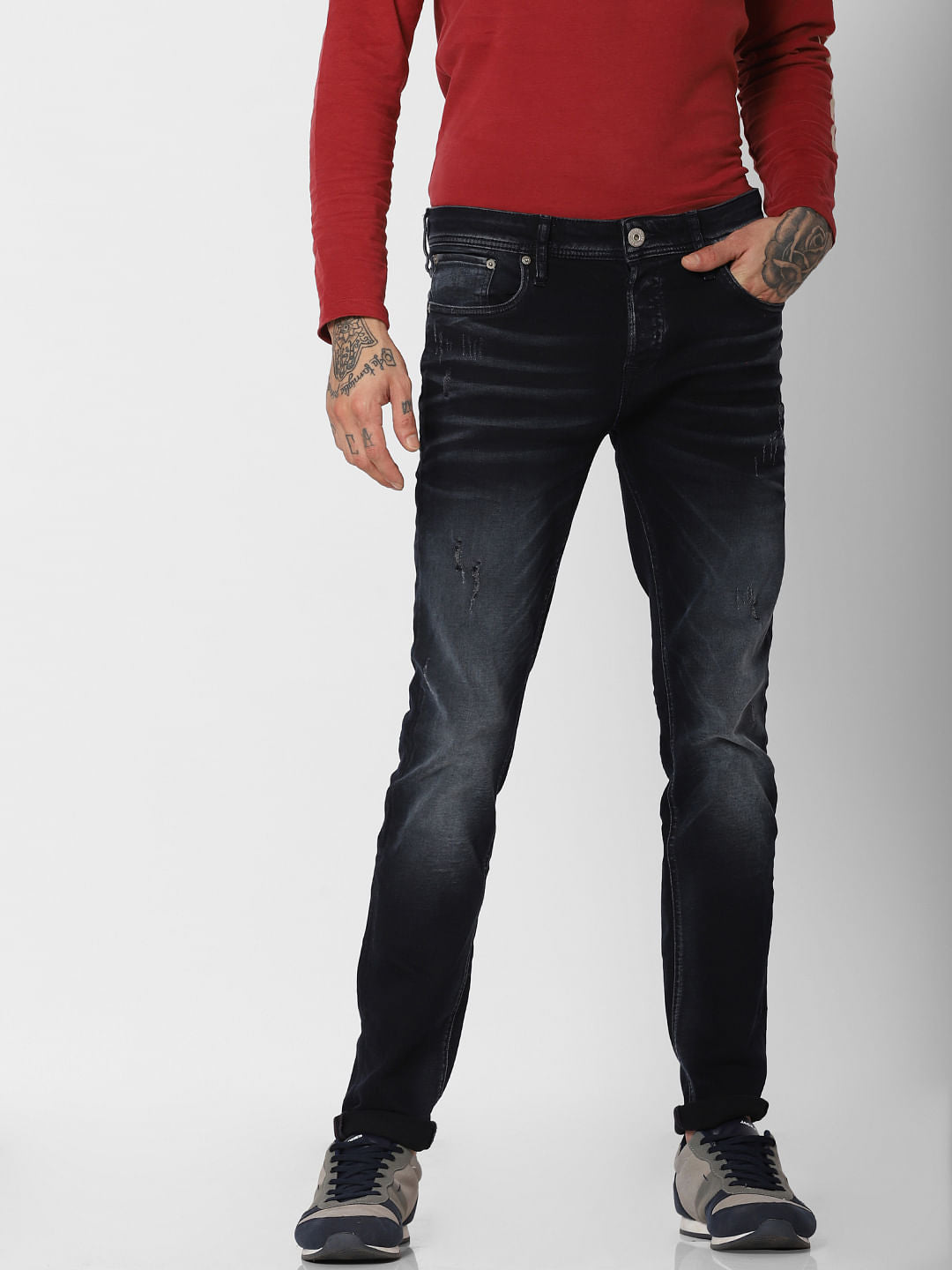 Dark Blue Faded Ben Slim Fit Jeans