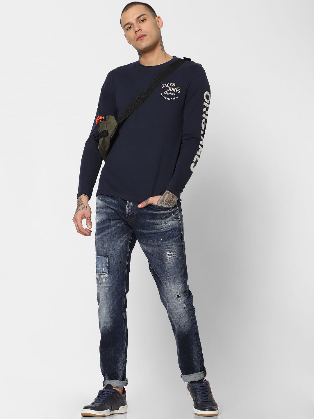 Blue Distressed Faded Tim Anti Fit Jeans