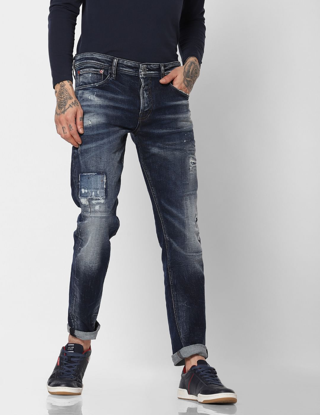 Blue Distressed Faded Tim Anti Fit Jeans