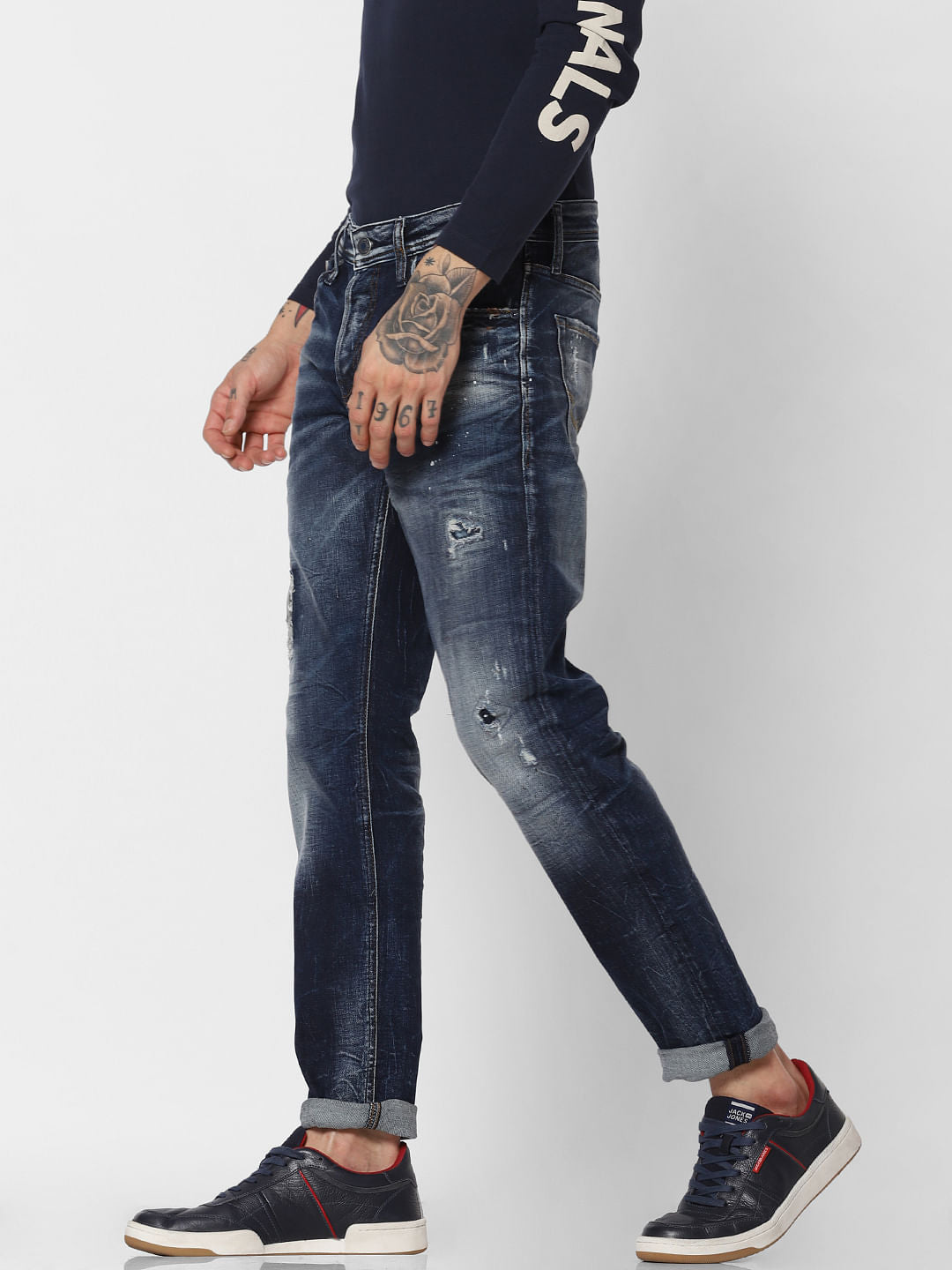 Blue Distressed Faded Tim Anti Fit Jeans