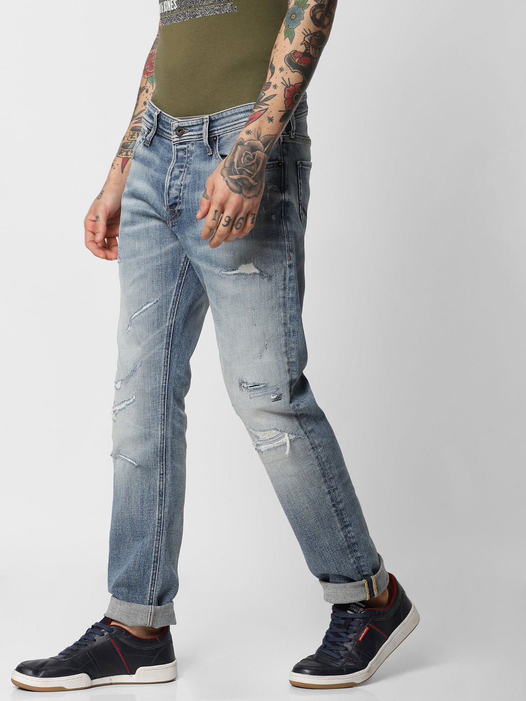 Light Blue Distressed Glenn Slim Fit Jeans