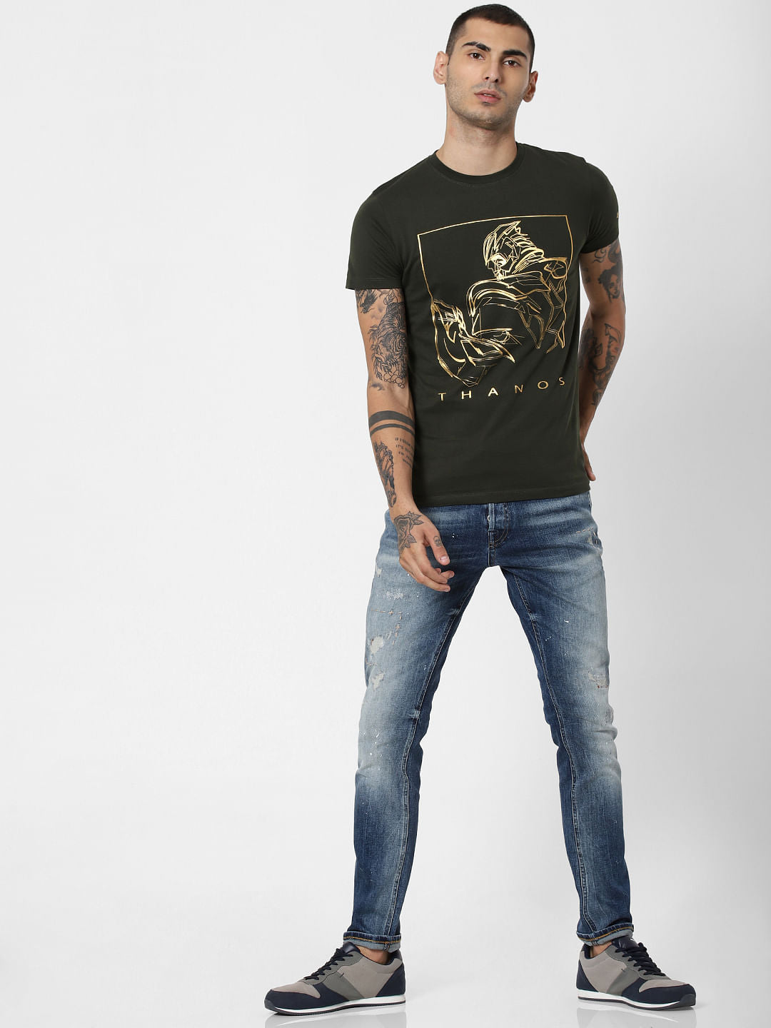 Blue Low Rise Distressed Ben Skinny Fit Jeans - 28/30