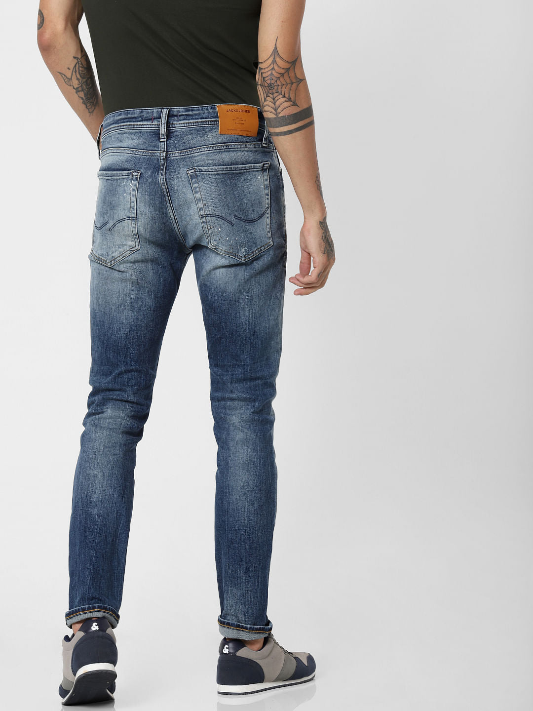 Blue Low Rise Distressed Ben Skinny Fit Jeans