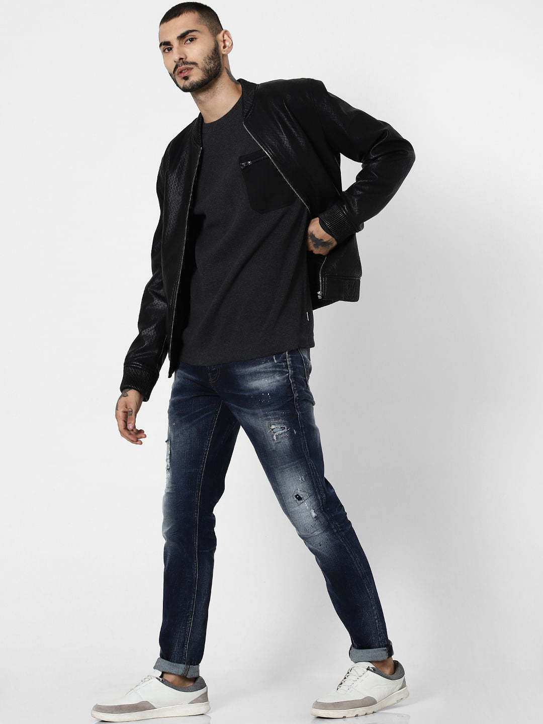 Blue Low Rise Ripped Glenn Slim Fit Jeans - 28/30