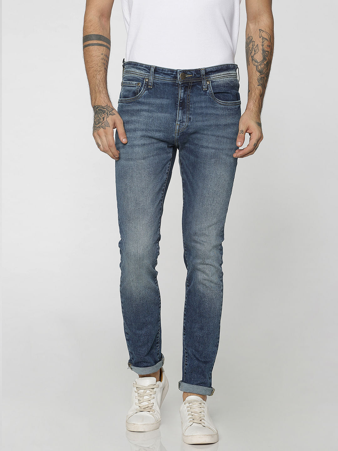 Blue Low Rise Washed Skinny Jeans