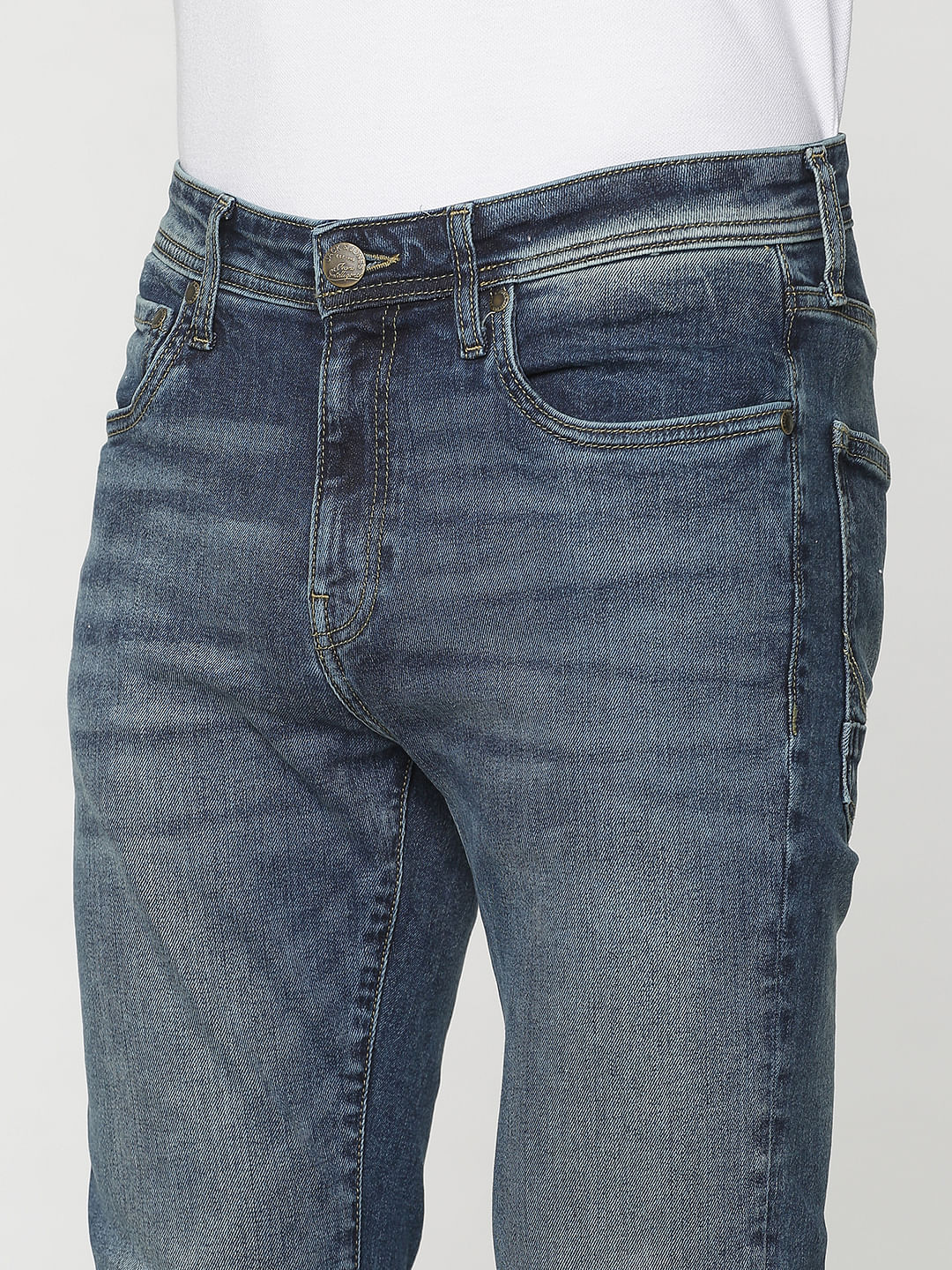 Blue Low Rise Washed Skinny Jeans