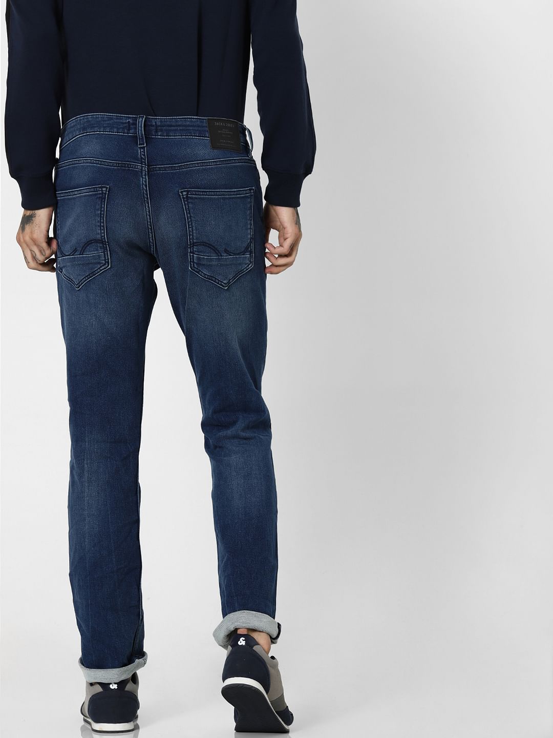Dark Blue Mid Rise Clark Regular Fit Jeans