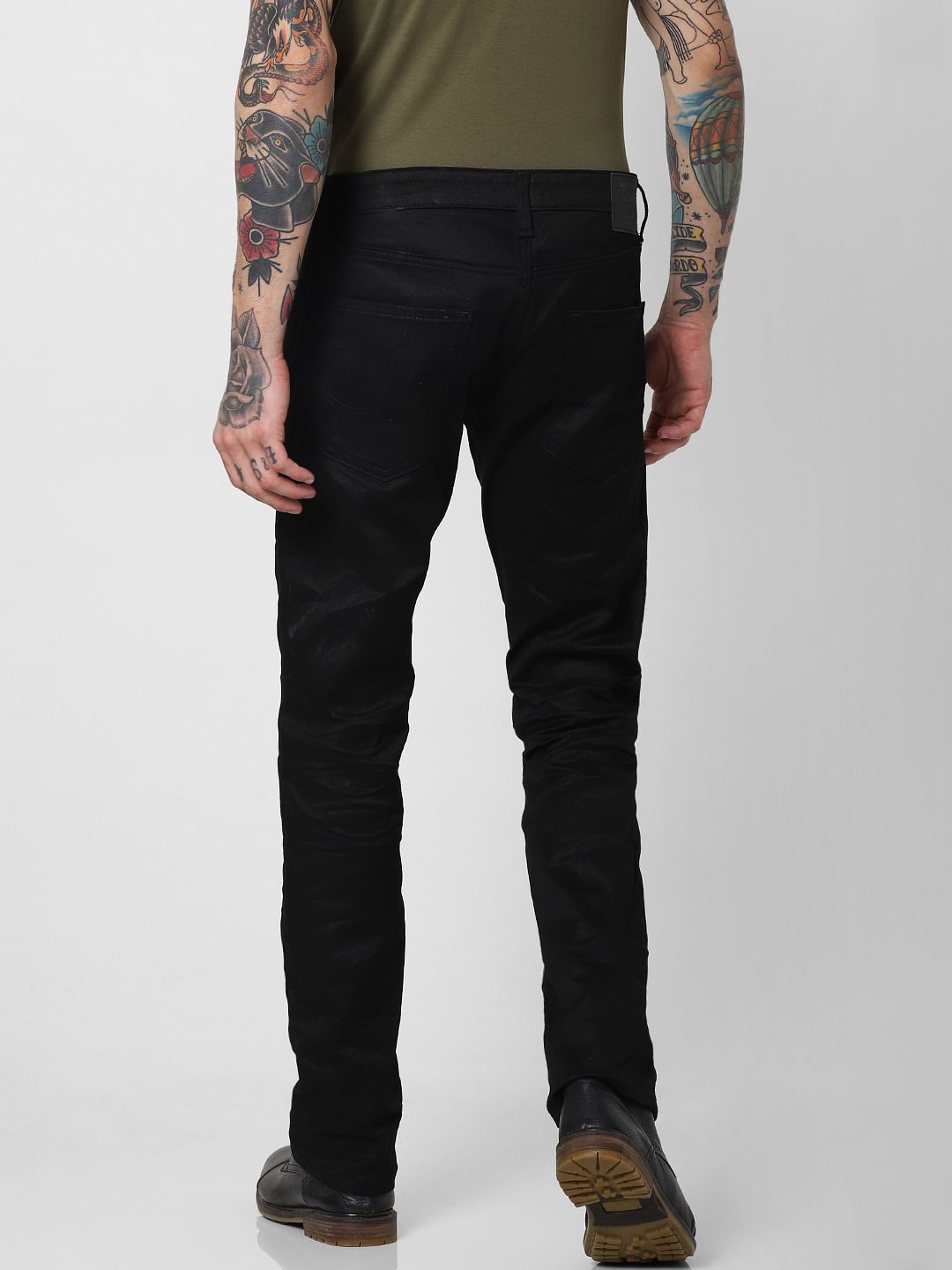 Black Mid Rise Clark Regular Fit Jeans
