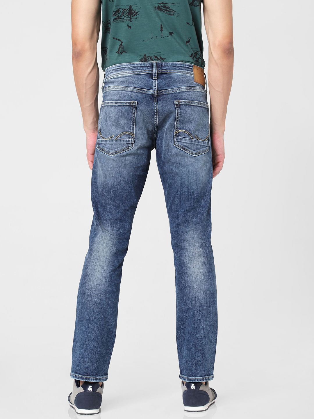 Blue Mid Rise Clark Regular Fit Jeans