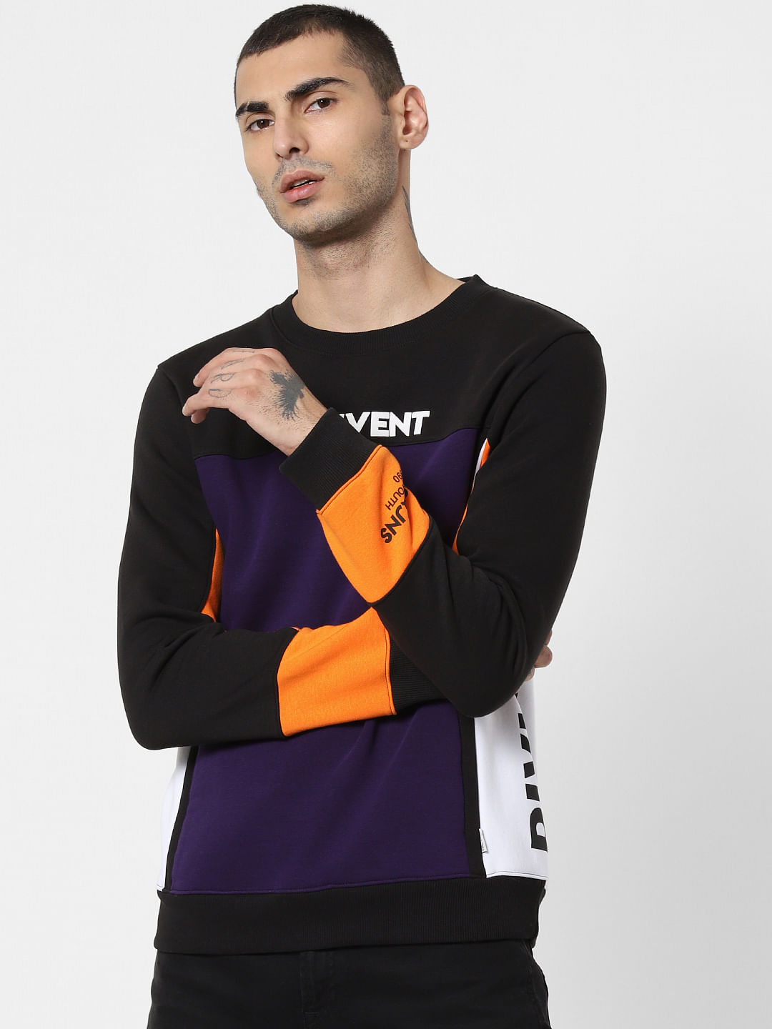 Purple Colourblocked Sweatshirt