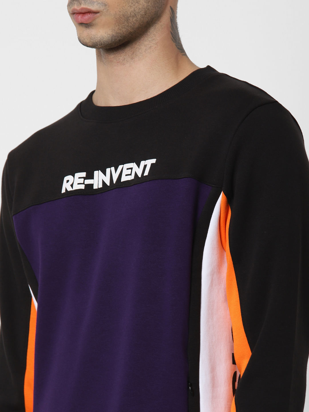 Purple Colourblocked Sweatshirt
