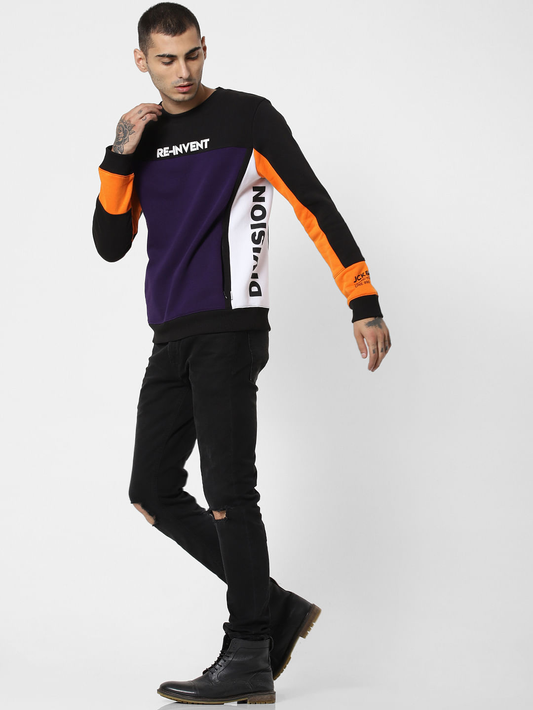 Purple Colourblocked Sweatshirt