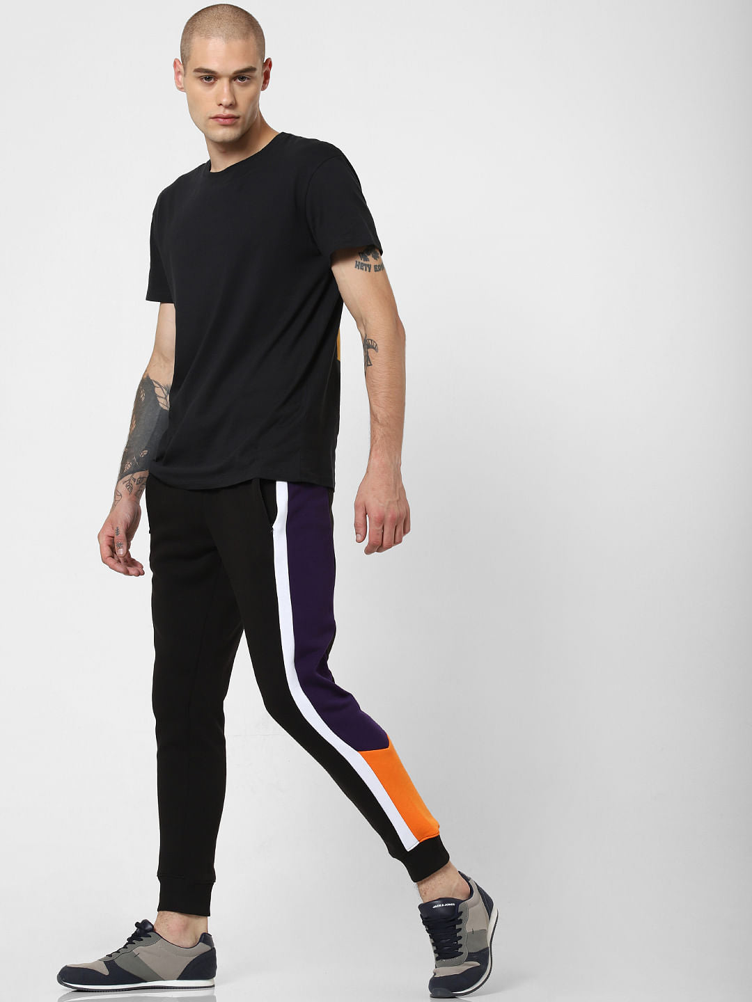Purple Colourblocked Slim Sweatpants - S