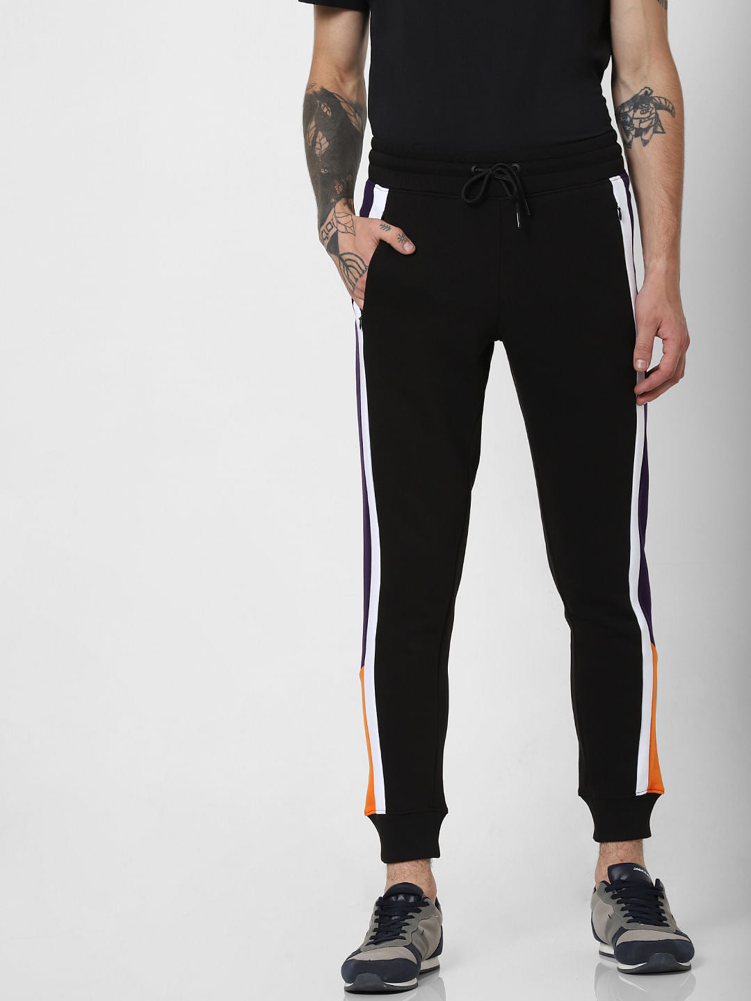 Purple Colourblocked Slim Sweatpants