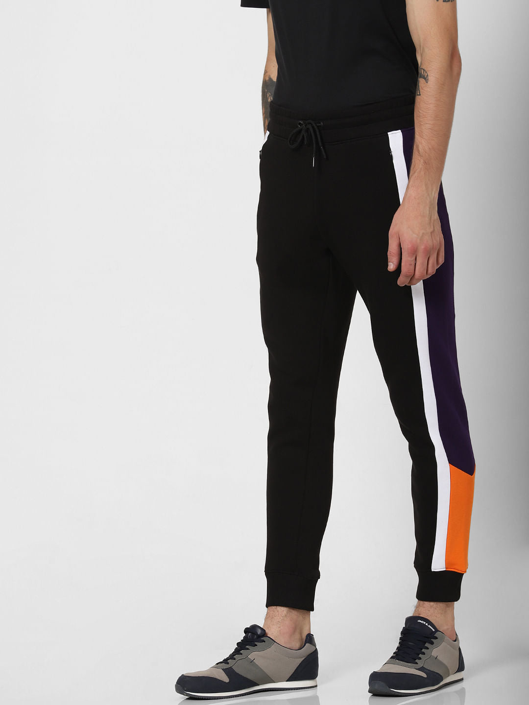 Purple Colourblocked Slim Sweatpants