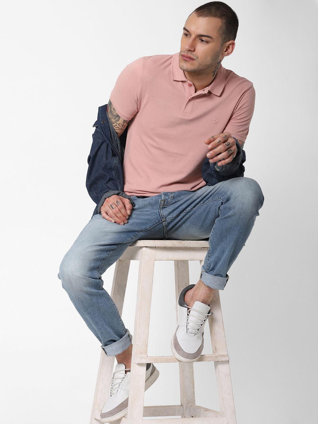 Pink Polo Neck T-Shirt - S
