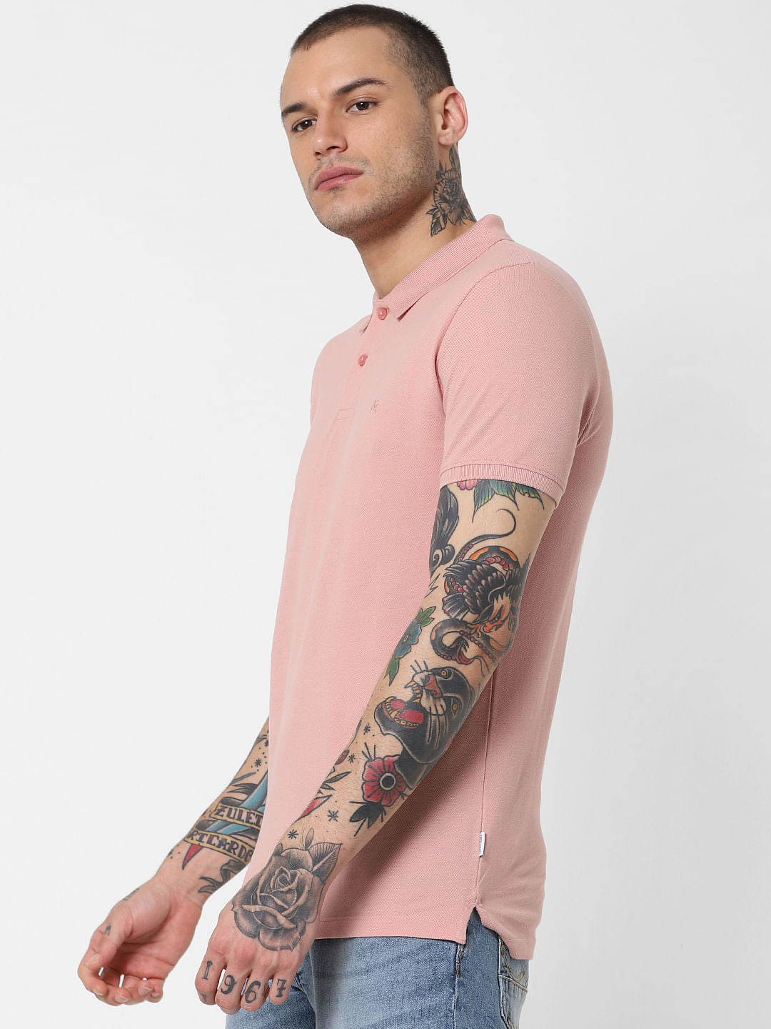 Pink Polo Neck T-Shirt