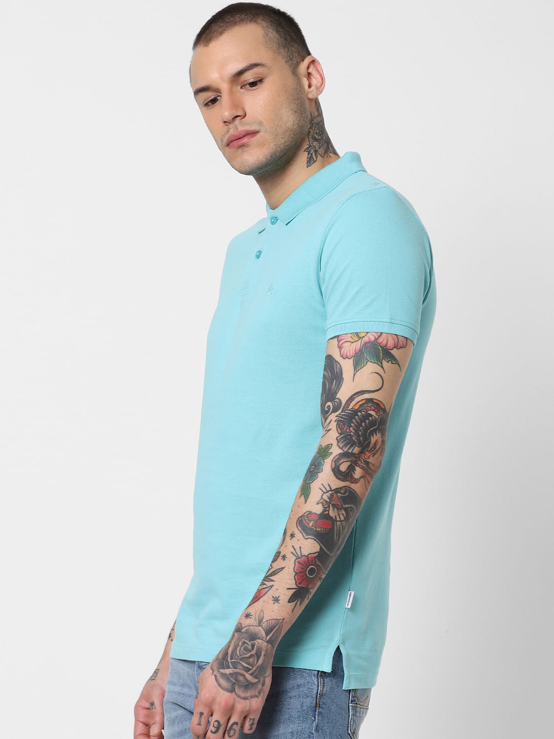 Turquoise Polo Neck T-Shirt