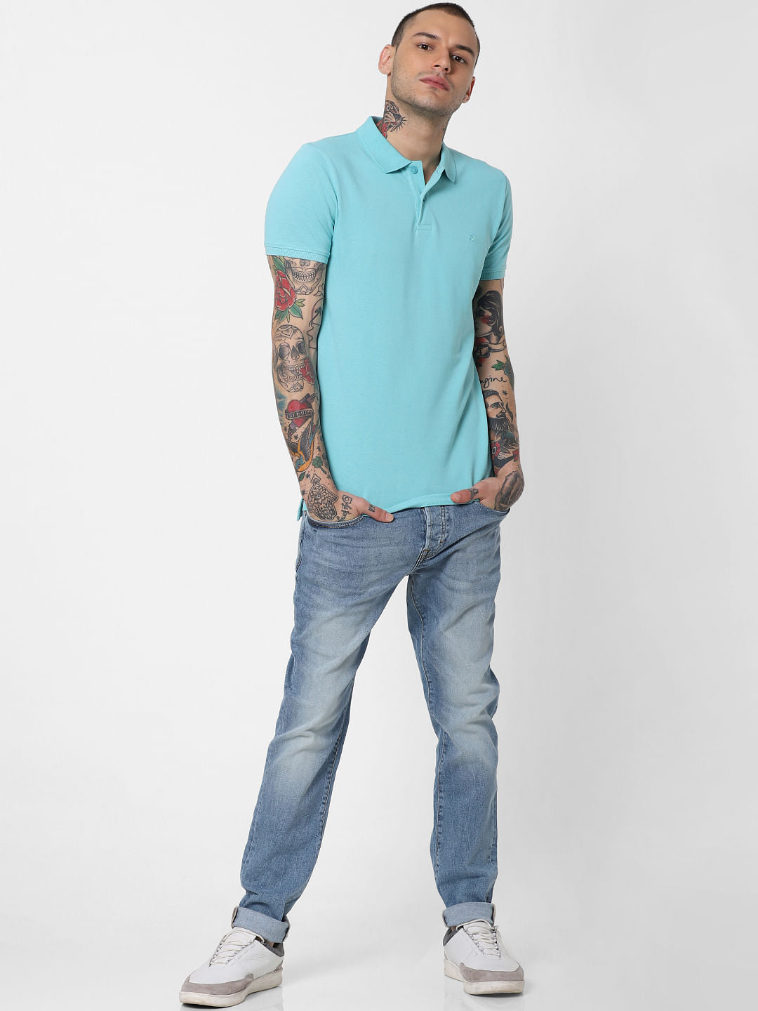 Turquoise Polo Neck T-Shirt