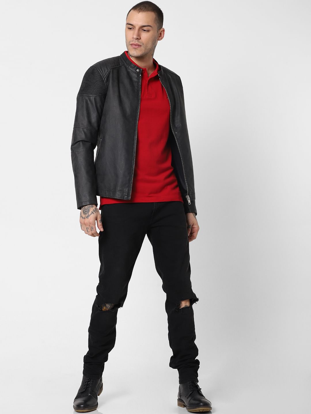 Bright Red Polo Neck T-Shirt