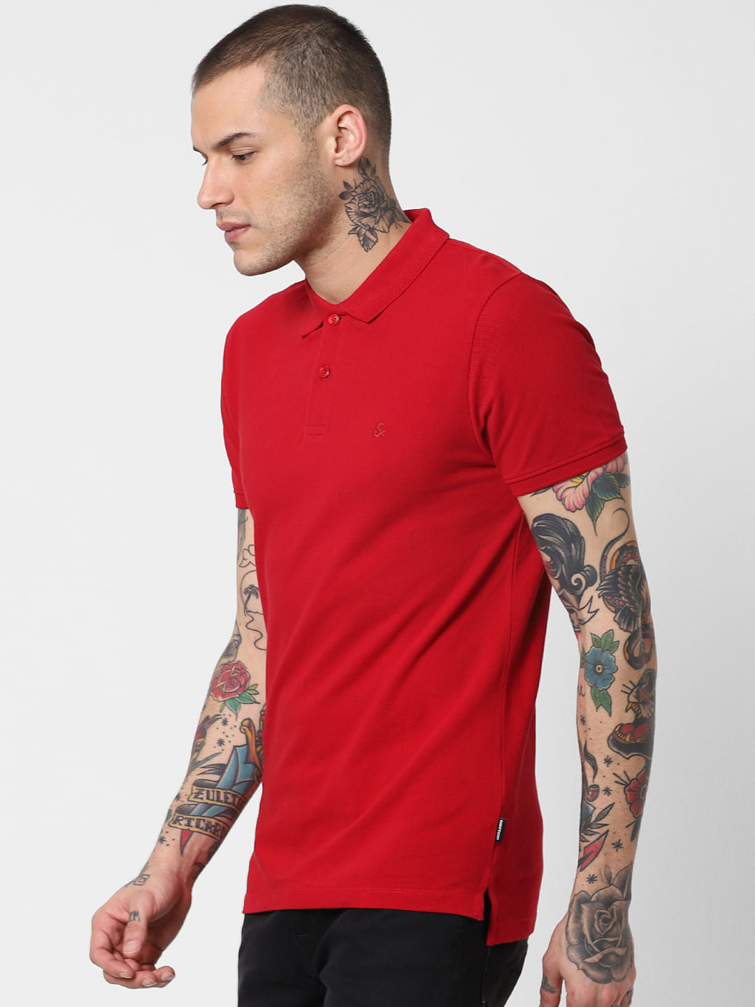 Bright Red Polo Neck T-Shirt