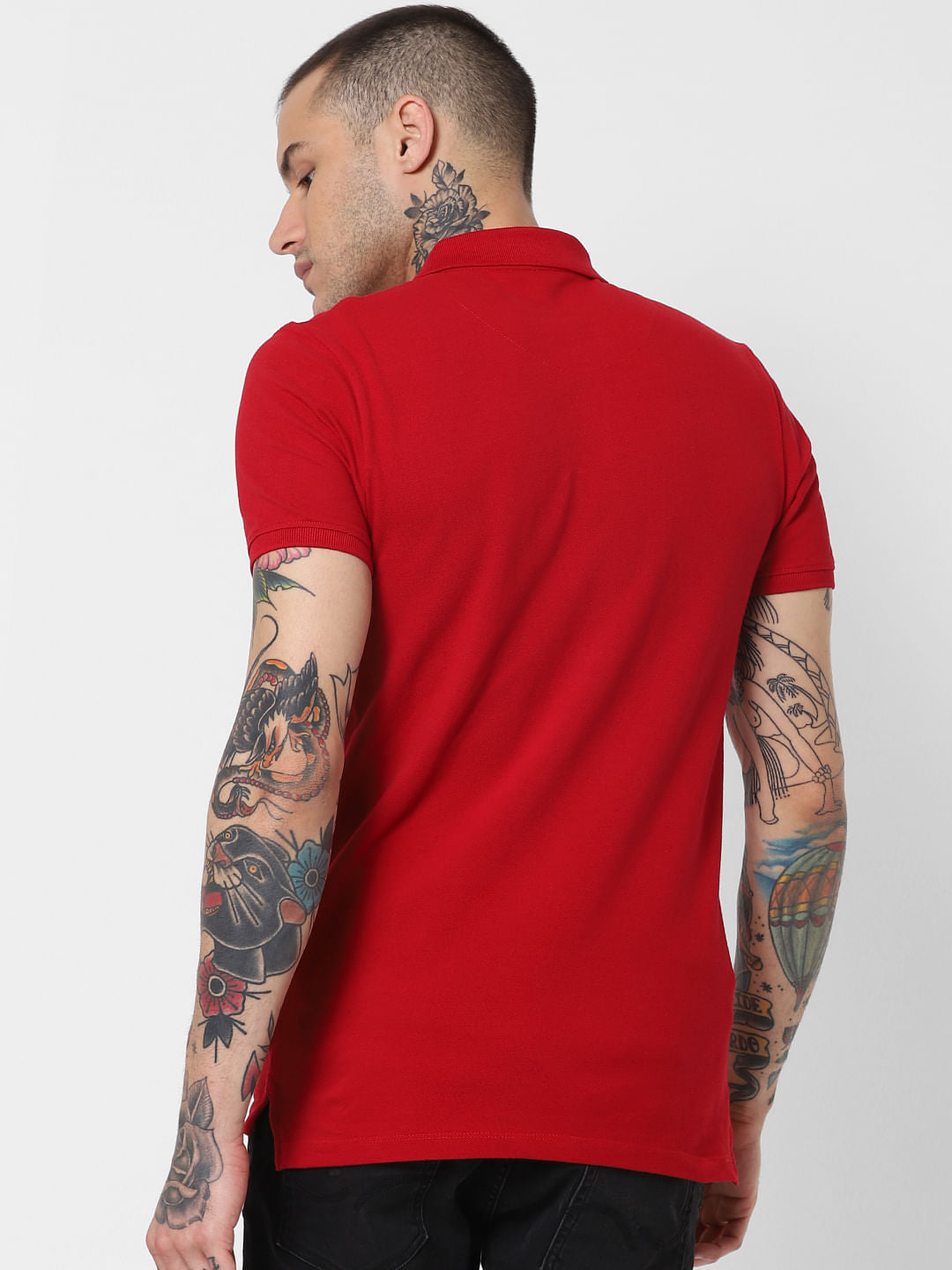 Bright Red Polo Neck T-Shirt
