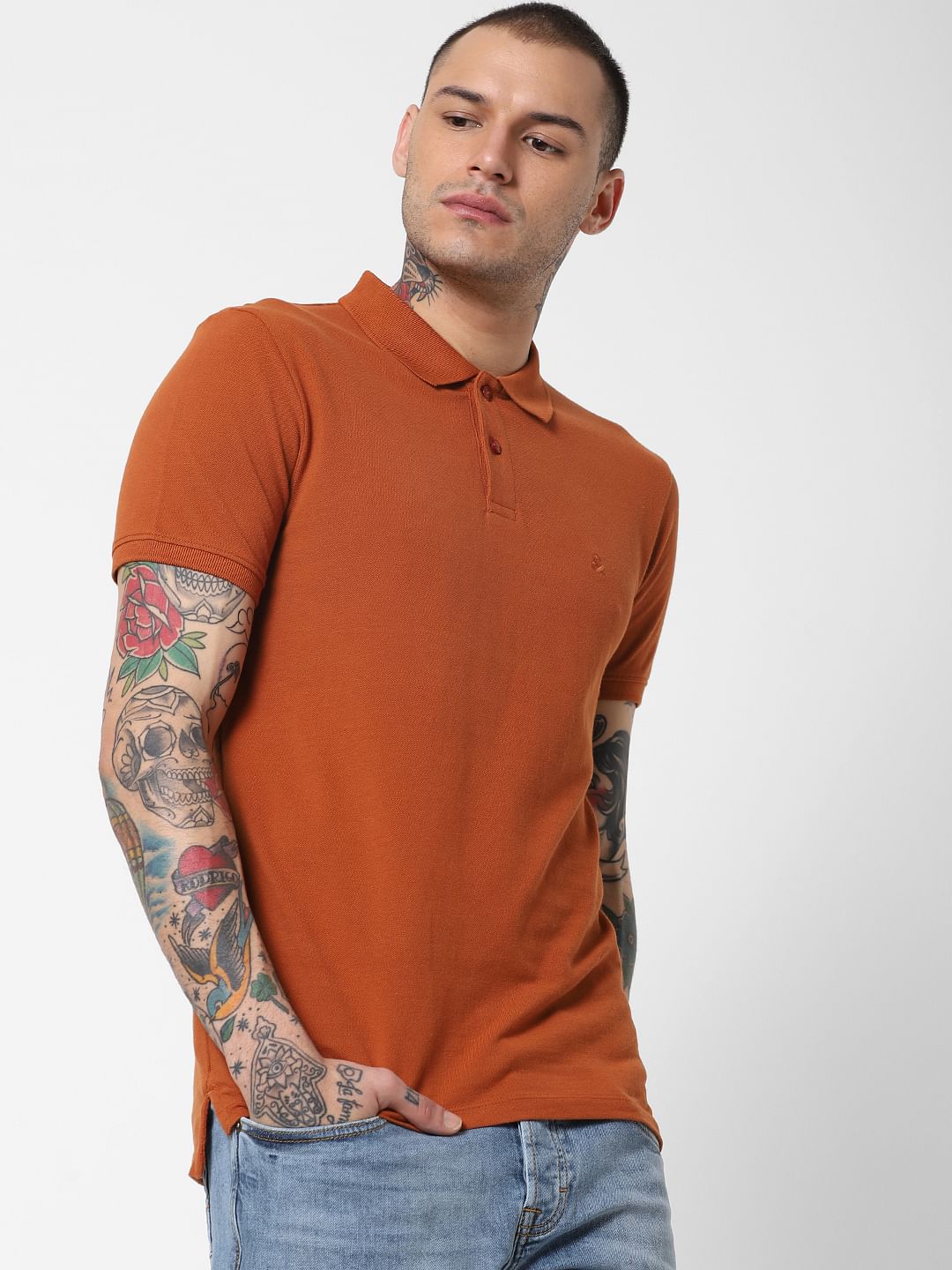 Brown Polo Neck T-Shirt