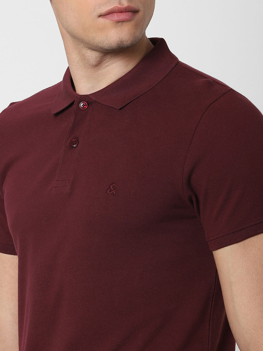 Burgundy Polo Neck T-Shirt