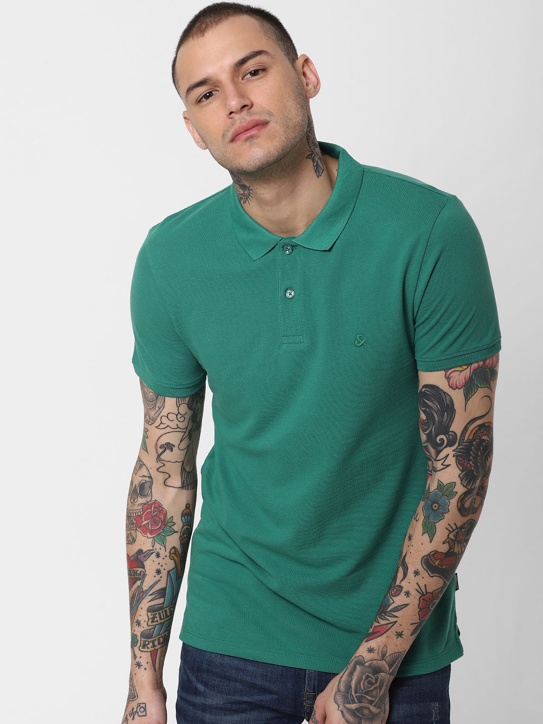 Green Polo Neck T-Shirt